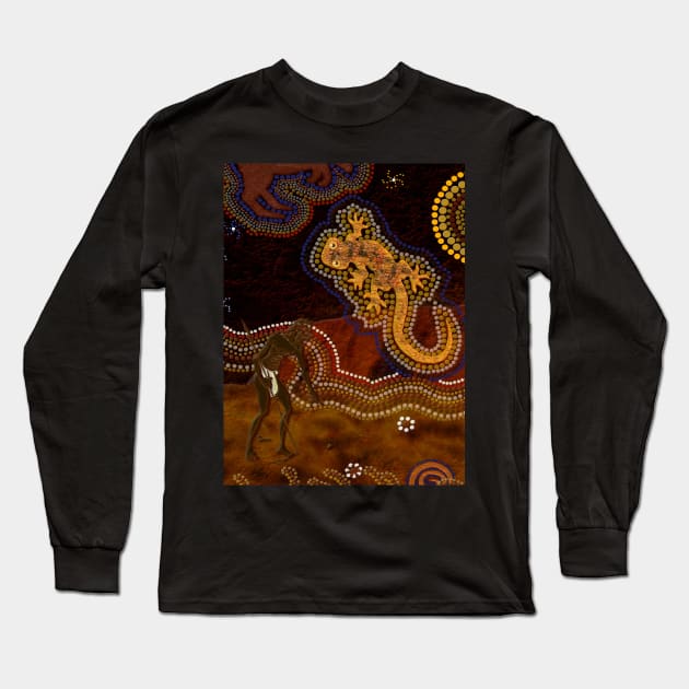 "Desert Heat"" Australian Aboriginal Style Art Long Sleeve T-Shirt by Highseller